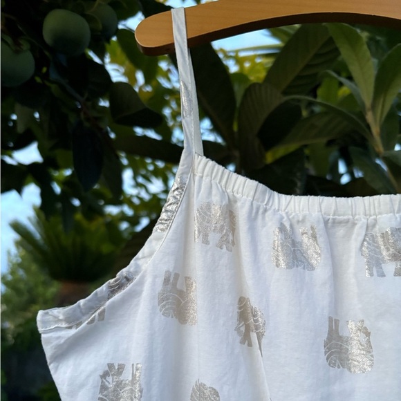 Crazy 8 Cream with Metallic Gold Elephants Spaghetti Strap Sundress Size 12 - Picture 3 of 9
